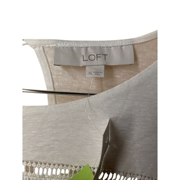 Loft White Boho Style‎ Short Sleeve Blouse With Crochet Detailing Womens XL NWT - Picture 4 of 10